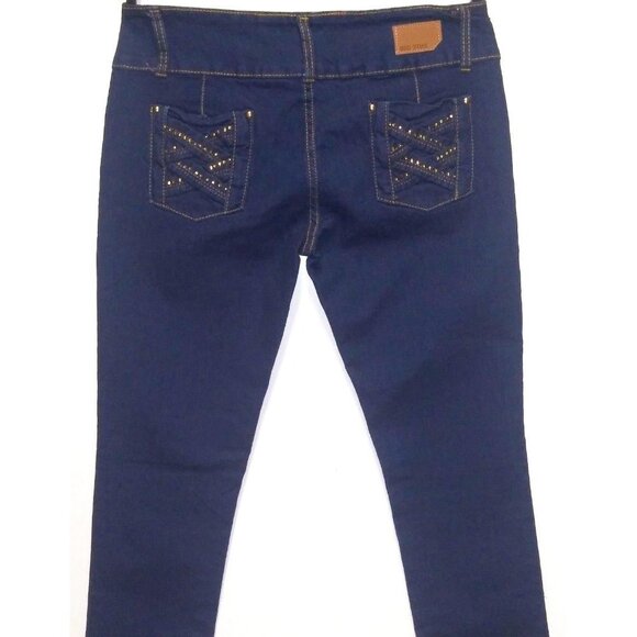 jeans BIG TIME BY SUPREME FASHION Dark wash skinny 15/16 stretch fancy pockets - Picture 1 of 9